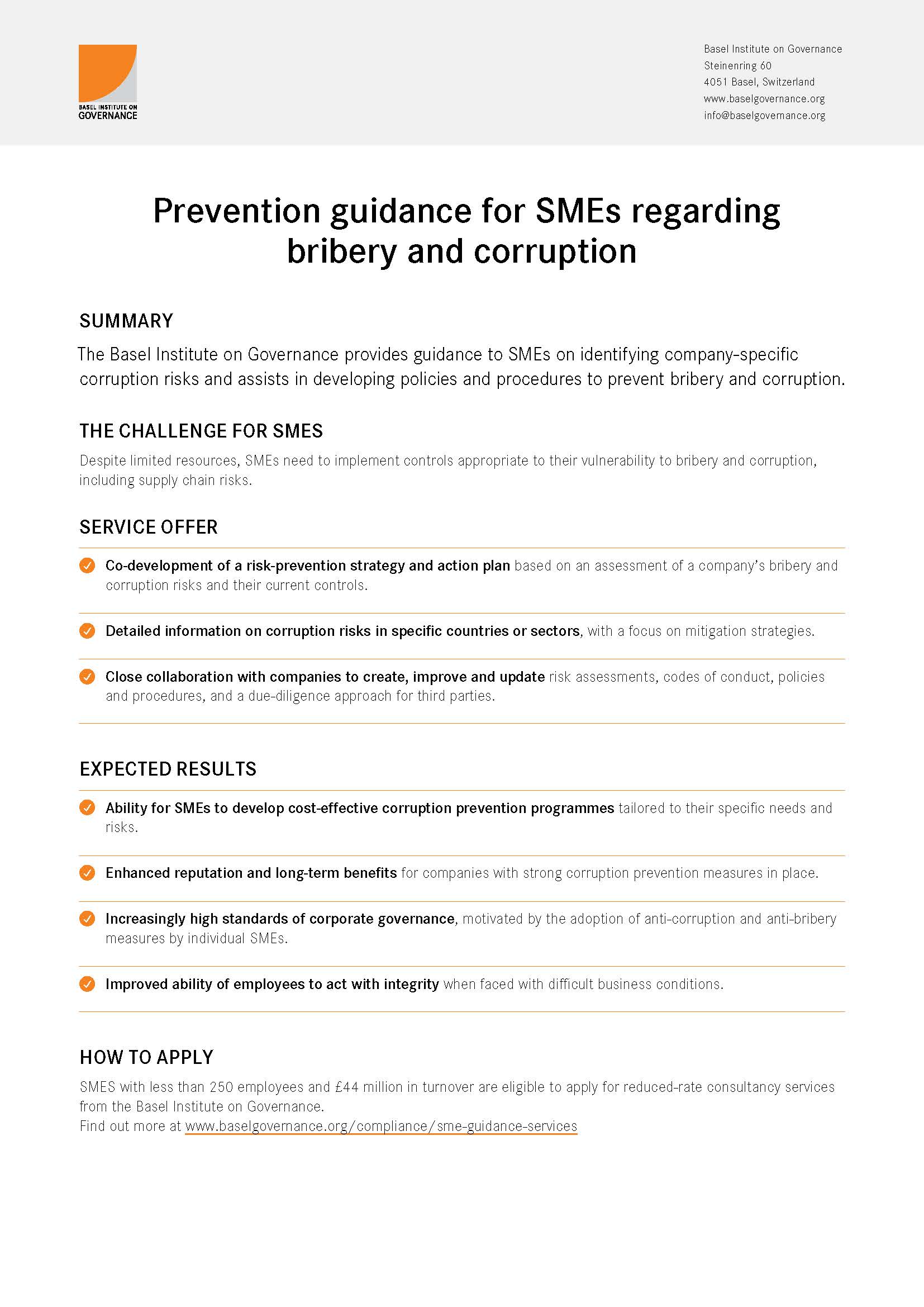 Prevention guidance for SMEs flyer