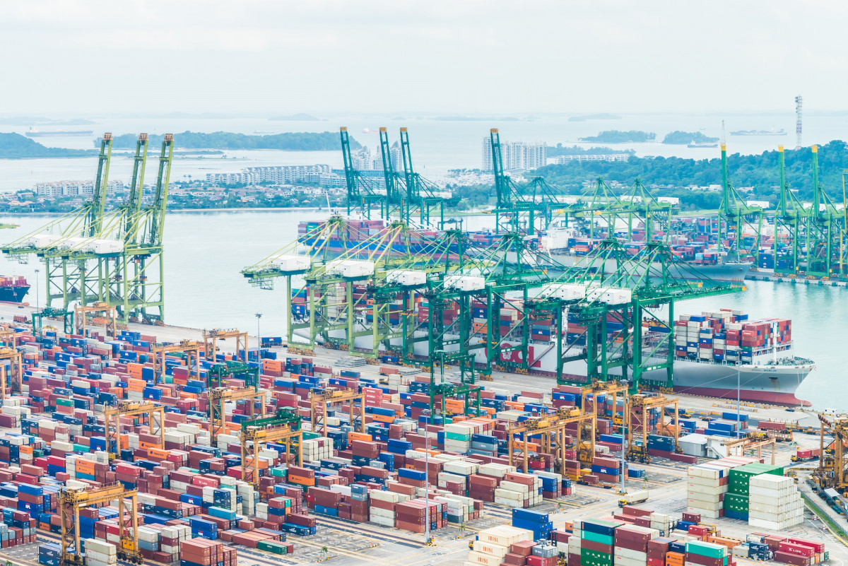 Cargo ships in port