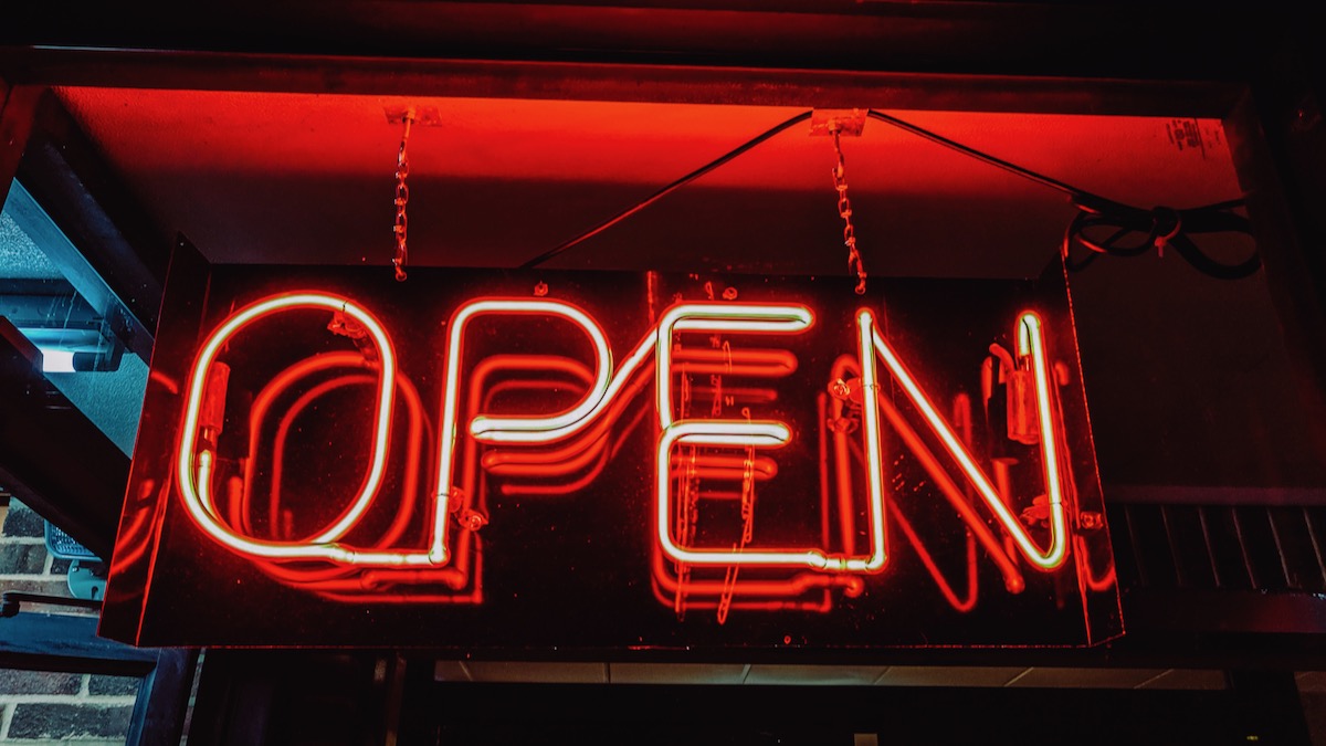 Open sign. Photo by Virginia Johnson on Unsplash.