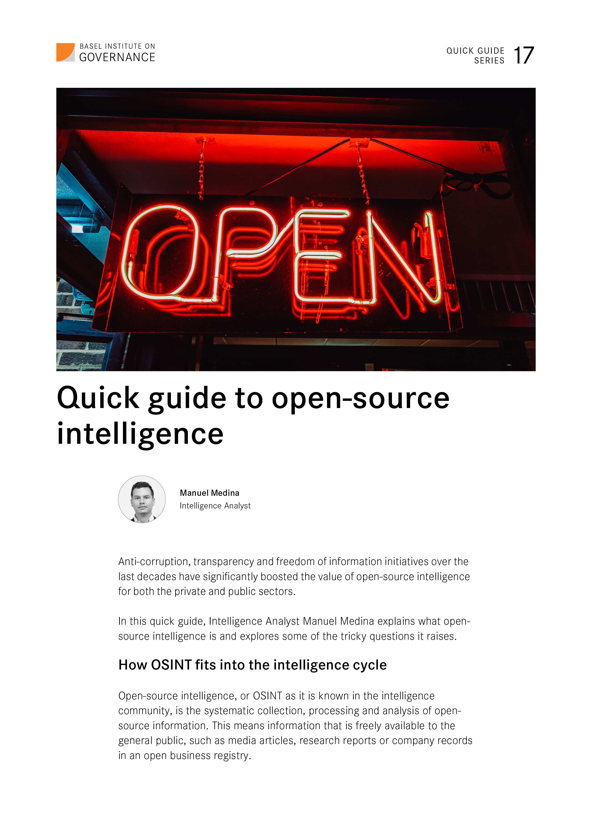 Quick guide 17: Open Intelligence