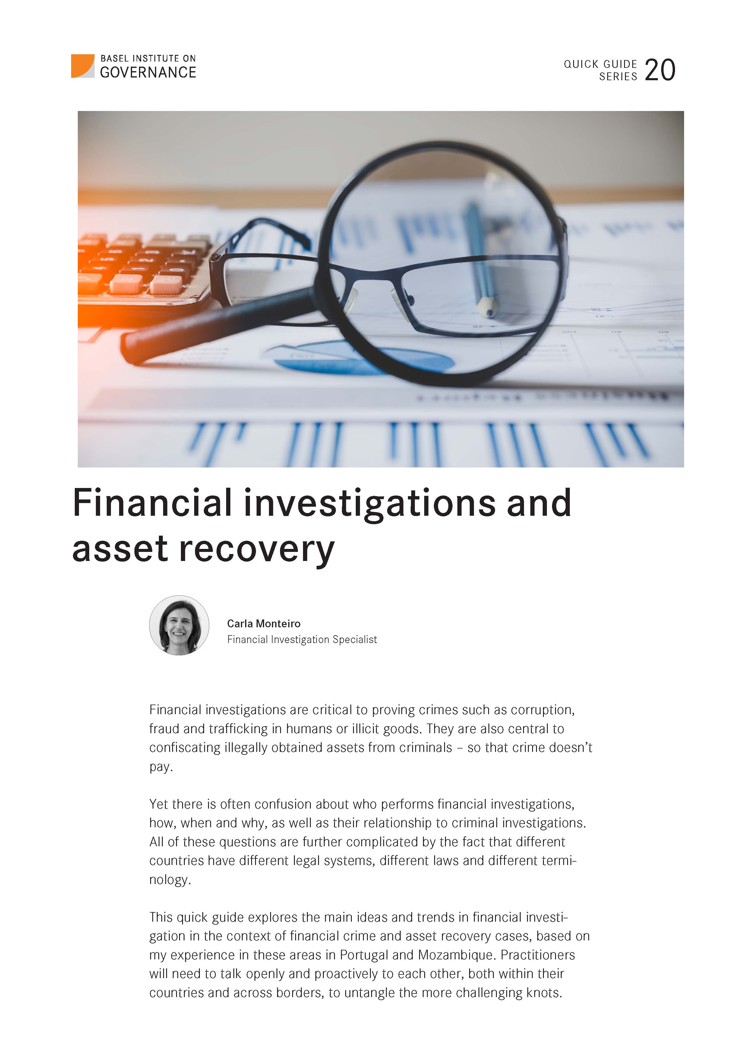 Cover page of Financial investigations and asset recovery guide