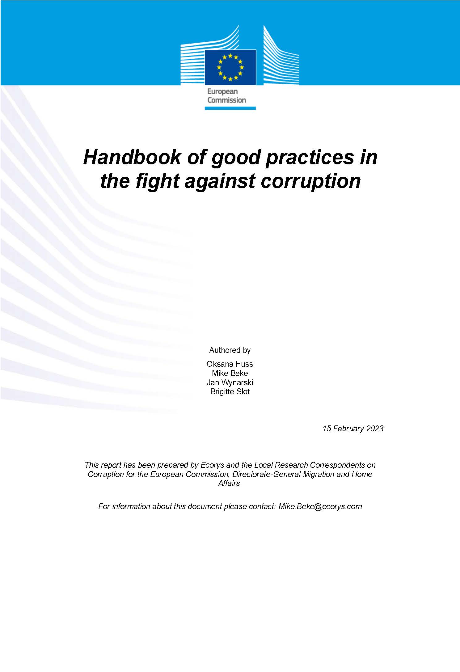 Cover page of Handbook of good practices in the fight against corruption